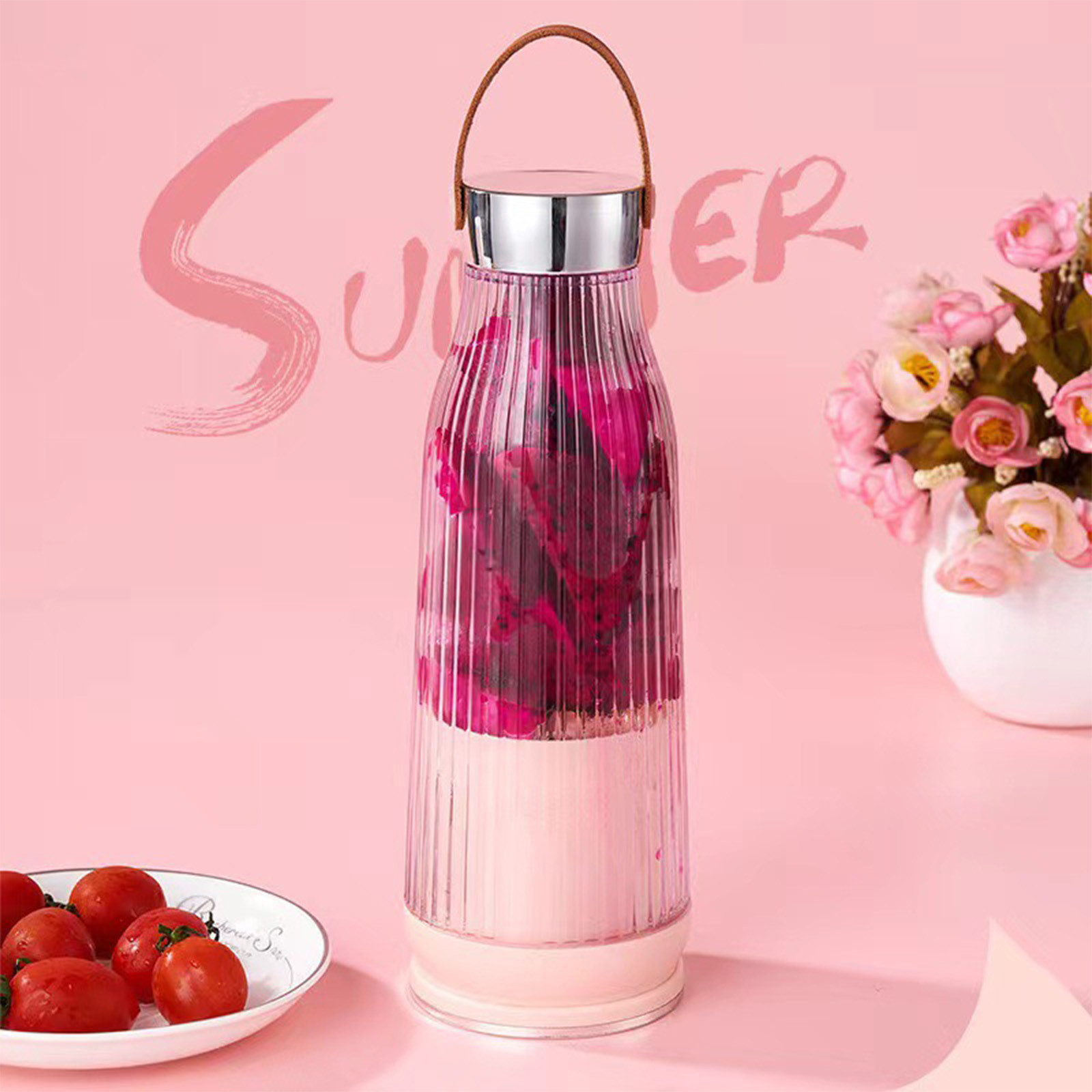 Portable Juicer With 6Ultra-Sharp Blades, Small For Shakes ,USB Rechargeable Fresh Fruit Juicer For Home/Travel/Gym/Office