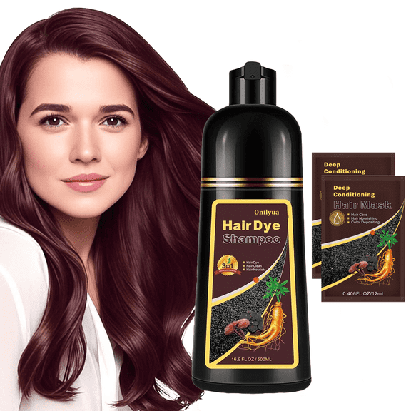 Burgundy Hair Dye Shampoo 3 in 1, Herbal Hair Color Shampoo for Gray Hair Coverage Lasts 4 Weeks, Easy Application Shampoo Para Canas for Women Men 16.9 Fl Oz
