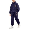thumbnail image 2 of Xdegoge Tween Boys Clothes 2 Piece Outfits Long Sleeve Half Zip Pullover Sweatshirt and Athletic Jogger Sweatpants Set with Pockets Fall Winter Casual Sports Sets, 2 of 9