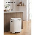 thumbnail image 2 of SONGMICS Trash Can, 2 x 20 L Garbage Can for Kitchen, Dual Compartment Metal Step Bin, with Plastic Inner Buckets, Soft-Close Lids, and Handles, Odour Seal, White, 2 of 7