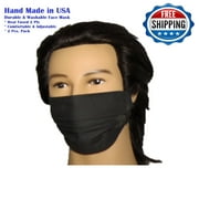 2 Pack Double Ply USA Made Washable & Reusable Durable Face Covering Color Black