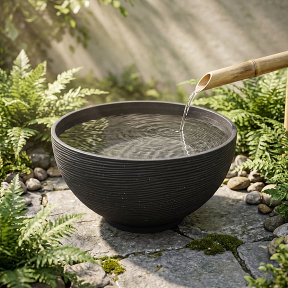 LITINKIMI Modern Black Garden Bowl Planter for Indoor and Outdoor Hydroponic Use