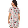 thumbnail image 2 of Bixox Vintage Christmas Reindeer Pattern Women's Nightgown, Soft & Breathable Sleepwear, Round Neck Knee-Length Pajama Dress,Loungewear for Home & Sleep, 2 of 7