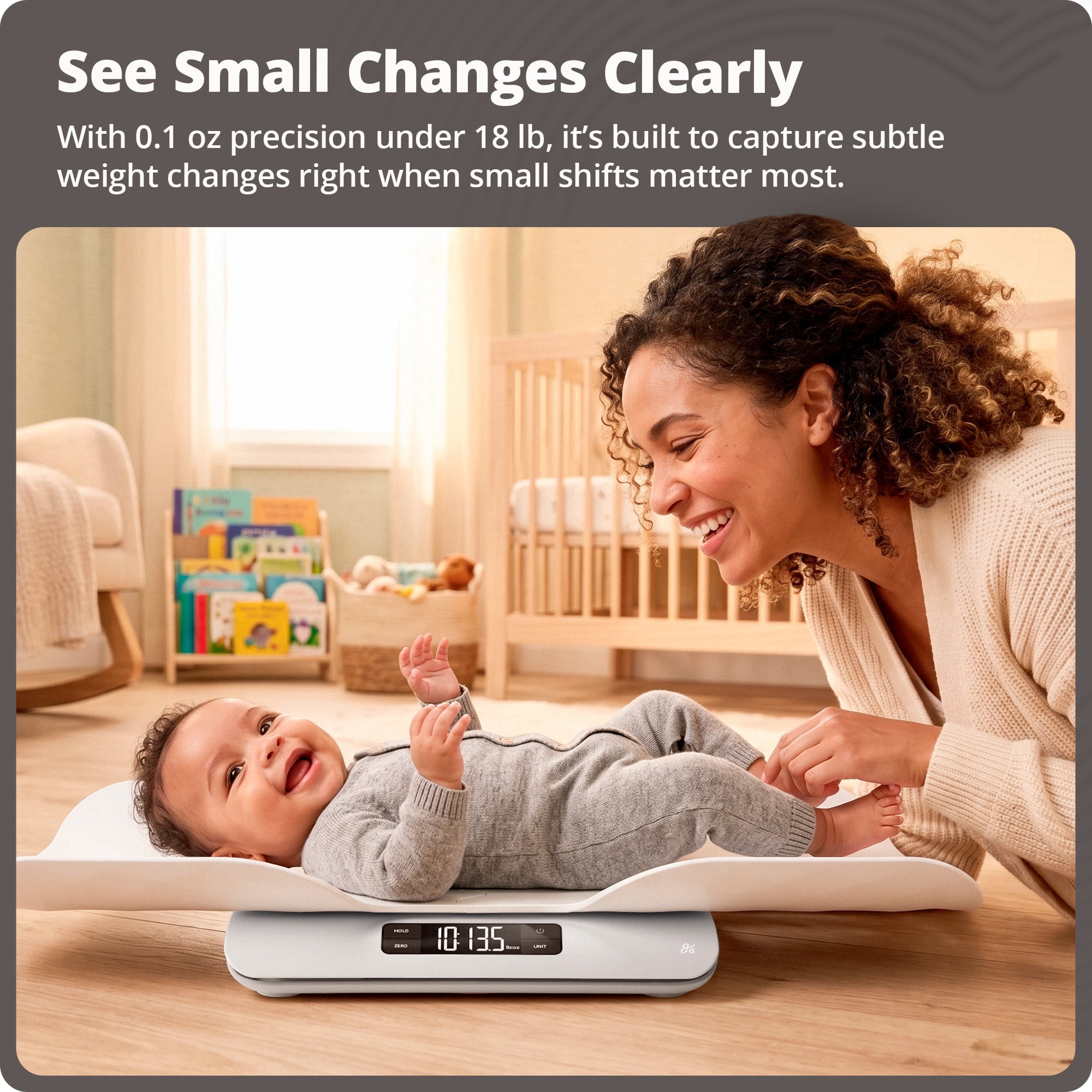 Greater Goods Digital Baby Scale with In-House Algorithm for Wiggly Babies, Infants, and Toddlers