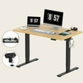 thumbnail image 6 of FunniHomi 48" x 30" Electric Height Adjustable Standing Desk with Hooks, Whole-Piece Desktop Cable Management Tray, and Built-in Power Outlet (Black Frame + Maple Top, 2 Packages), 6 of 11