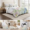 thumbnail image 6 of Twin XL Quilt Set 68''x98'', Spring Floral Lightweight Summer Bedspread Coverlet Set with 2 Pillow Shams, Colorful Watercolor Botanical Summer Breathable All Season Quilt Bedding for Dorm/Guest Room, 6 of 9