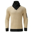 thumbnail image 6 of VNKIDY Men's Sweater Coat Autumn Winter Slim Fit Solid Color Ribbed Knit Sweater Long Sleeve Asymmetrical Collar Contrast Patch Detail Thermal Jumper For Cold Weather Stylish Knitwear, 6 of 7