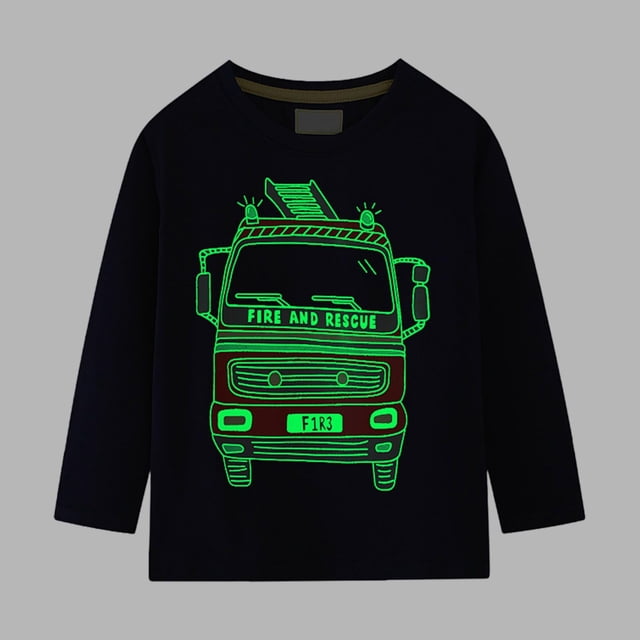 YUNAFFT Chemise Imprimée Feu et Secours Phosphorescent pour Enfants Manches Longues Col Rond pour Automne Hiver