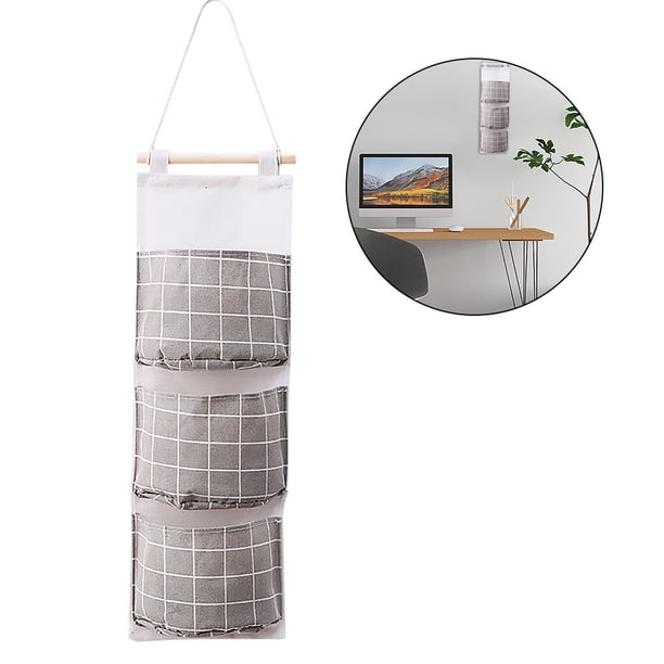 Advancent Bolsa de pared para sala de estar, cocina, dormitorio, organizador de artículos diversos, bolsa de bolsillo colgante Almacenamiento y organización del hogar cuadrado gris Advancent HA001636-01