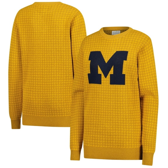 Unisex Uscape Apparel Maize Michigan Wolverines Renew Knit Vintage Houndstooth Sweater