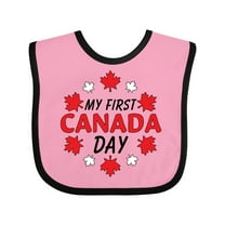 Inktastic My First Canada Day with Red and White Maple Leaves Boys or Girls Baby Bib
