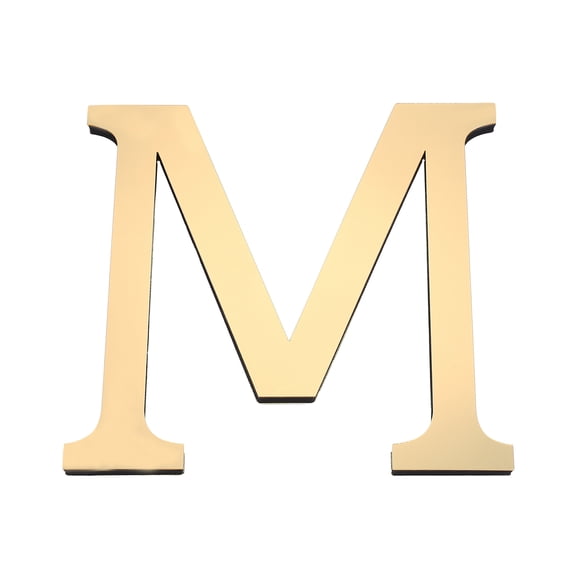 Uxcell 7.87 Inch 3D Acrylic Alphabet Mirror Wall Stickers Letter M Self Adhesive Letter Sign for Home Decoration Light Gold