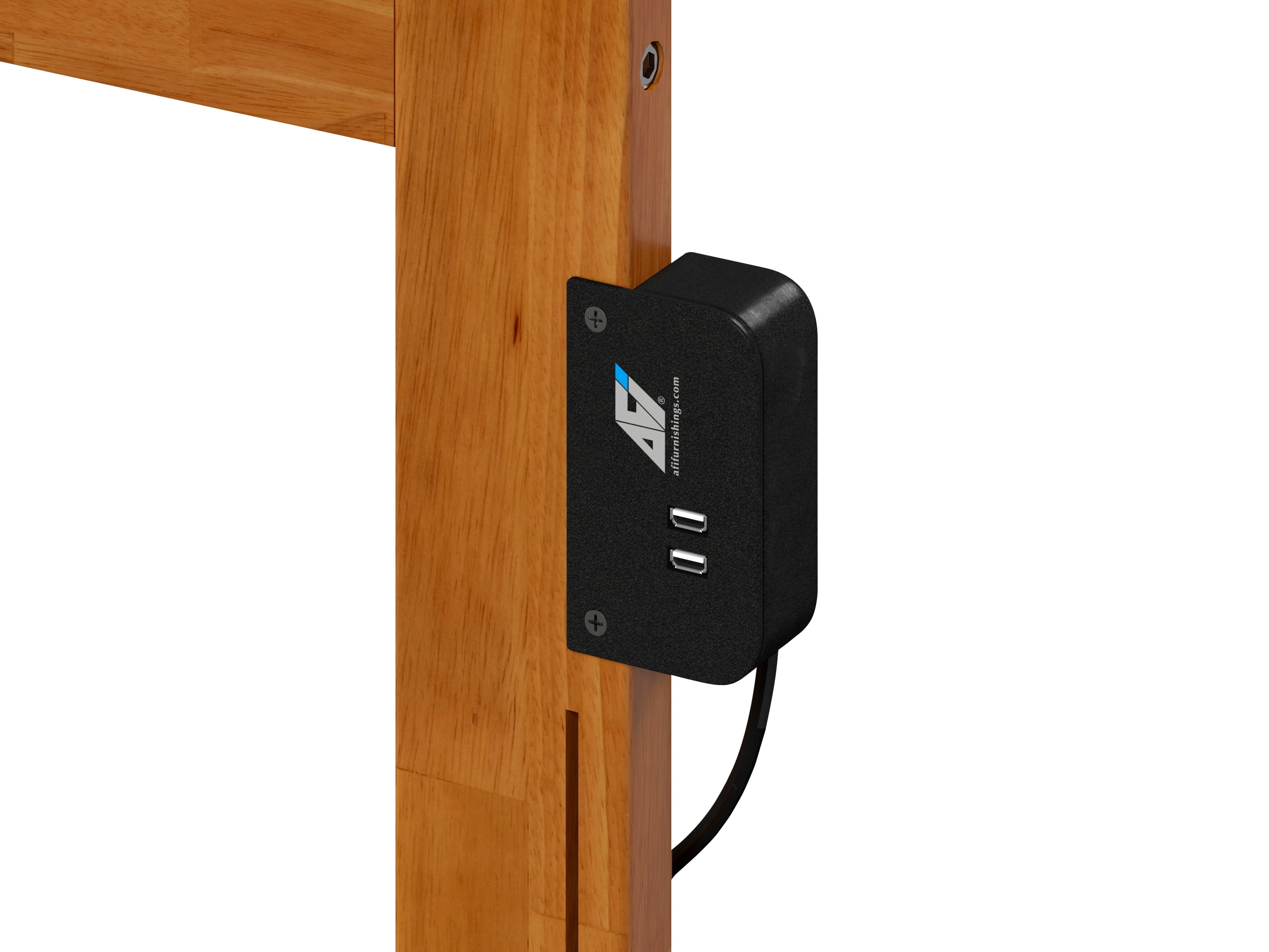 AFI Nantucket Full Solid Wood Panel Headboard with Attachable Charger, Light Toffee
