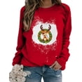 thumbnail image 1 of Top de suéter con estampado navideño de manga larga con cuello redondo para mujer primavera otoño Pompotops  FGAJ10384, 1 of 5