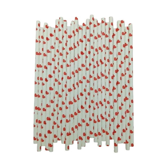 100pc Red Disposables Paper Straw Degradables Kraft Paper Straight Drink Pipe