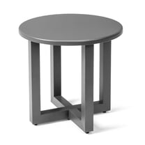 Wqmh 18" Round Outdoor Side Table, Small Metal Outdoor Table Patio End Tables for Balcony, Porch, Garden and Poolside (Grey)