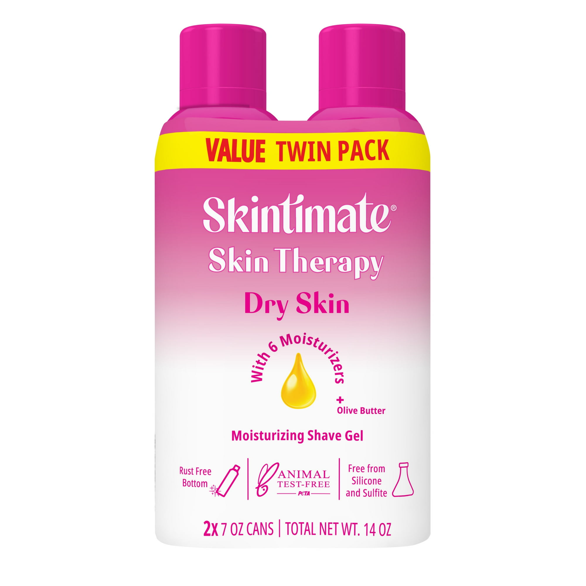 Skintimate Dry Skin Women’s Shave Gel, Fresh Scent, Moisturizing Shaving Cream Twin Pack, 7 oz Each