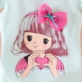 thumbnail image 5 of Toddler Girls Clothes 6M 12M 18M 24M 2T 3T 4T Summer Outfits Baby Kids Short Sleeve Cartoon Girl Print T-Shirt Tops Solid Shorts Sets, 5 of 6