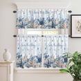 thumbnail image 6 of Blue Ocean Curtain Valances Set Seas The Day Eucalyptus Leaf Starfish Coastal Kitchen Curtains 36&nbsp;inch Length Rod Pocket Valance and Tiers 3 Piece Set Small Bedroom Bathroom Laundry Decor, 6 of 9