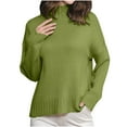 thumbnail image 2 of Zedker Women's 2025 Turtleneck Sweaters Trendy Loose Long Sleeve Knit Pullover Tops,Plus Size Army Green L, 2 of 3