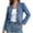 Light Blue, variant on ZACPNCV Ruffled Denim Jacket for Women Distressed Jean Jacket Long Sleeve Trucker Jacket Vintage Western Cowboy Jackets Open Front Denim Coat Black