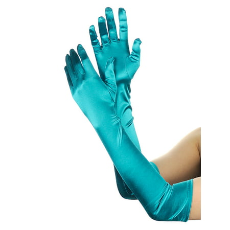 NYFASHION101 Women's Fashionable Classy Elbow Length Satin Gloves 12BL, Teal