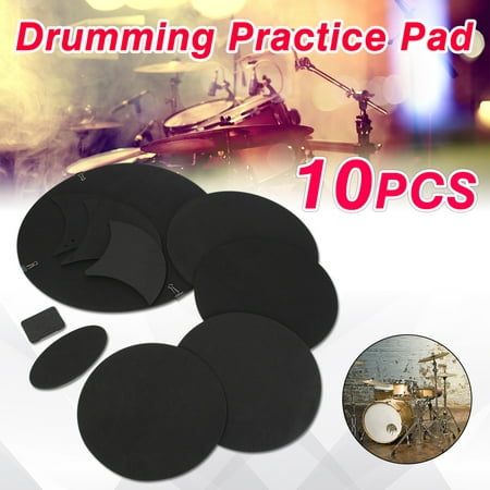 Drillpro 10Pcs/set Black Rubber Foam Bass Snare Drum Sound Off Quiet Mute Silencer Drumming Practice Pad