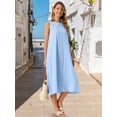 thumbnail image 4 of DARING DIVA Linen Sleeveless Dress M Blue, 4 of 7