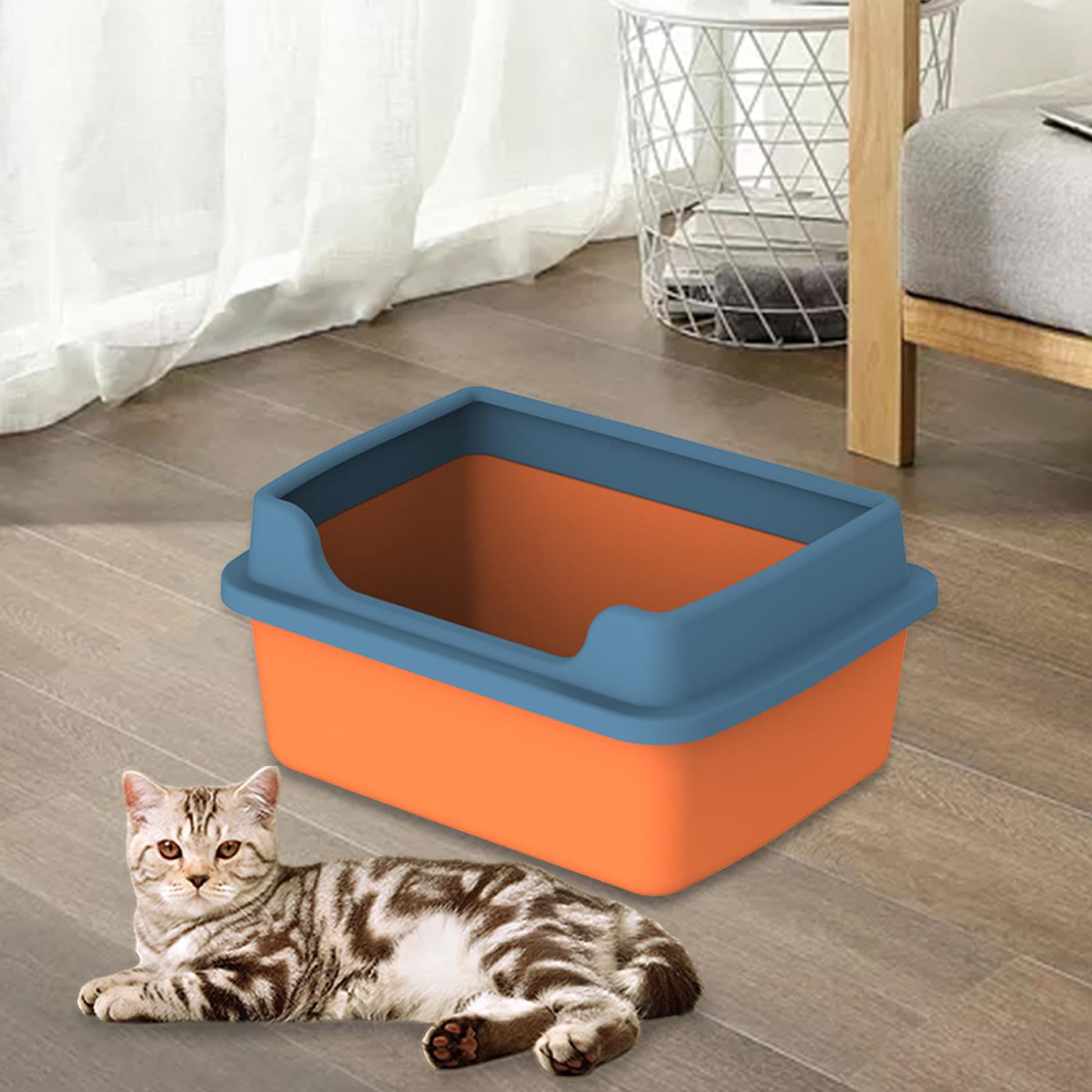 Tooyful Cat Litter Box Small Animal Litter Tray Low Profile Tall High Sided for Indoor Cats Open Top Kitten Litter Pan Cat Toilet Easy to Clean 14" W x19" L x9 "H