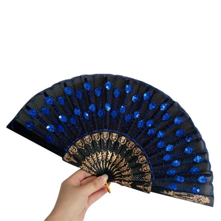 

Siaonvr Spanish Lace Silk Folding Hand Held Dance Fan Flower Pattern for Party Wedding