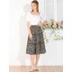 thumbnail image 3 of Falda Midi Con Volantes Divididos En Niveles Estampado Floral Cintura Elástica Para Mujer Negro XS, 3 of 6