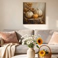 thumbnail image 6 of Canvas Wall Art Thanksgiving Pumpkin Canvas Art Print Fall Country Farmhouse Vintage Maple Leaf Pictures Wall Decor for Living Room Bedroom Artwork Decorations Stretched Framed Ready to Hang 8"x8", 6 of 9