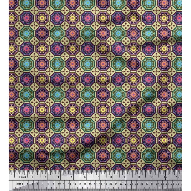 Soimoi Rayon Fabric Floral Mandala Decor Fabric Printed Yard 56 Inch Wide