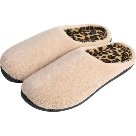 

Roxoni Womens Clog Slippers Microterry Memory Foam Comfy Footbed Beige