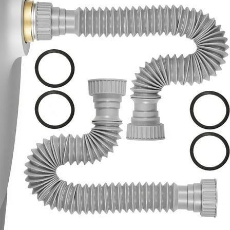 Adjustable Sink Drainage Pipe 2pcs Flexible P Trap set Leak Proof Sink Drain 2pcs for or Under Sink Bathroom Kitchen