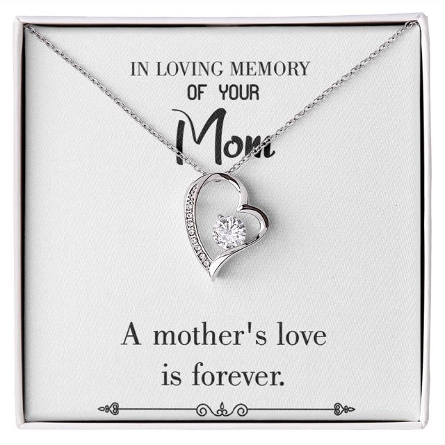 To Mom Remembrance Message Mother's Love White Forever Necklace w Message Card