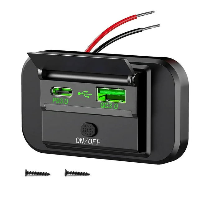 Fast Charger Socket Panel for Car with USB C and Quick Charge Technology