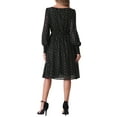 thumbnail image 3 of INSPIRE CHIC Vestido Casual de Malla con Estrellas Brillantes, Manga Larga Abullonada, Cintura Elástica, Cuello Barco, Talla XS, Negro, 3 of 6