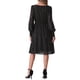 thumbnail image 3 of Vestido Casual de Malla Negro con Cuello Barco, Mangas Largas Abullonadas y Cintura Elástica con Estrellas Brillantes para Mujeres Inspire Chic, 3 of 6