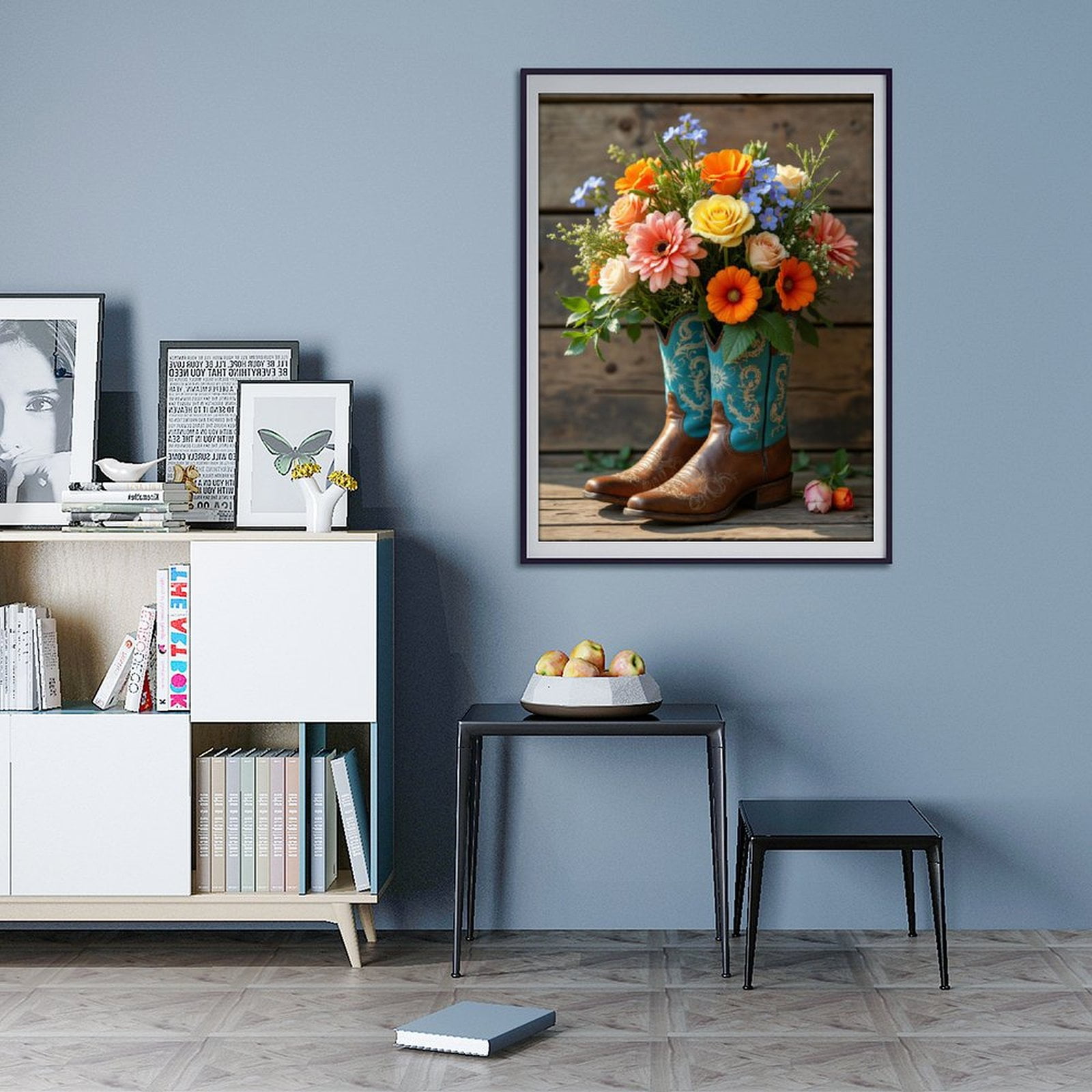 Diamond Art Kit for Adults, Cowboy Boot Flower Arrangement Diamond Painting for Adults Beginners, DIY Diamond Art Painting Kits, 5D Diamond Painting Crafts for Home Decor 12x16 Frameless