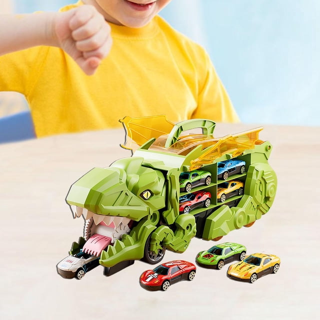 Camión de transporte de dinosaurios, camión devorador de dinosaurios creativo para bebés verde