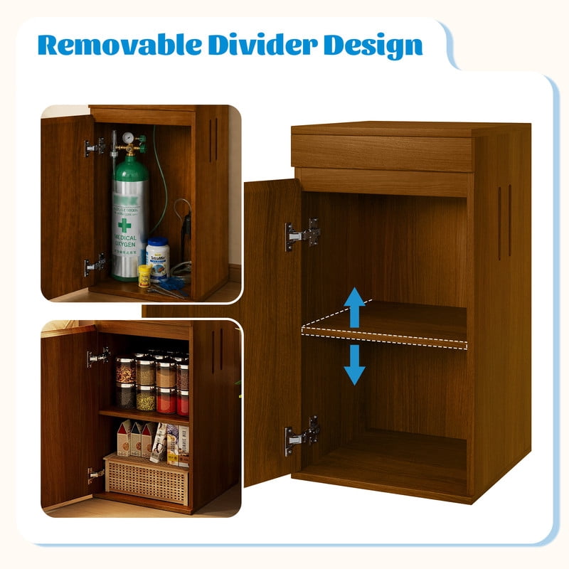 10-15 gal Fish Tank Stand with Power Outlets, Small Aquarium Stand Storage Cabinet with Adjustable Shelves
