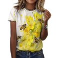 thumbnail image 3 of Bee And Flowers T-Shirt O Neck Retro Print Big Size T-Shirts Short Sleeve Tees Womens Pretty Design, 3 of 5