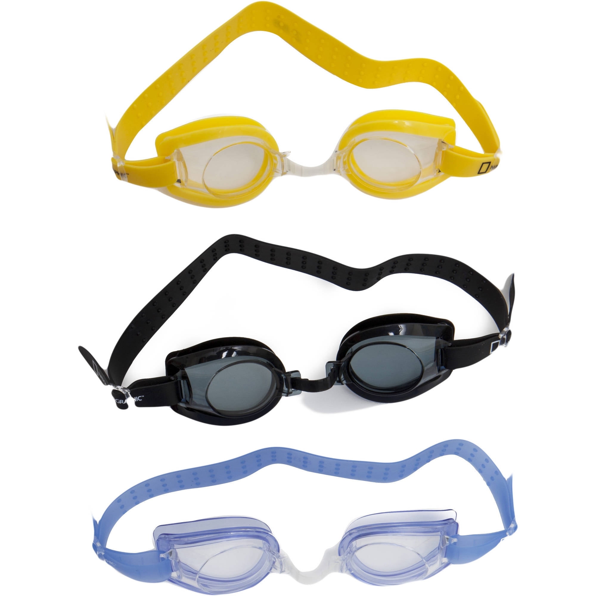 National Geographic Swim Goggle 3pk Z88, Adjustable Nose Bridge
