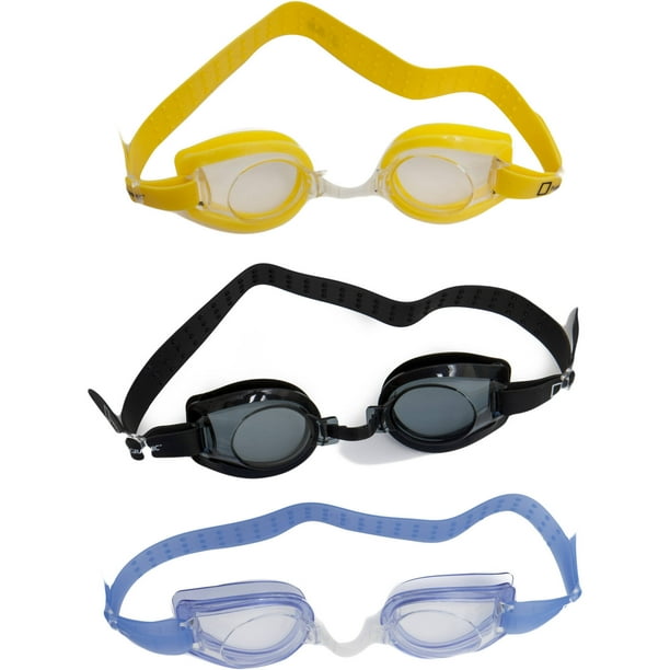 National Geographic Swim Goggle 3pk Z88, Adjustable Nose Bridge