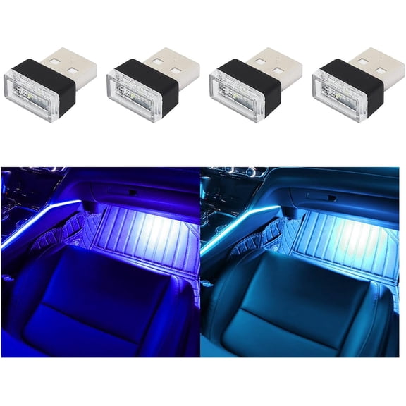 USB Car Interior Atmosphere Lamps, Plug-in USB Decor Night Light, Portable Auto Ambient Lighting Kit, Universal Vehicle Interior Accessories for Most Cars