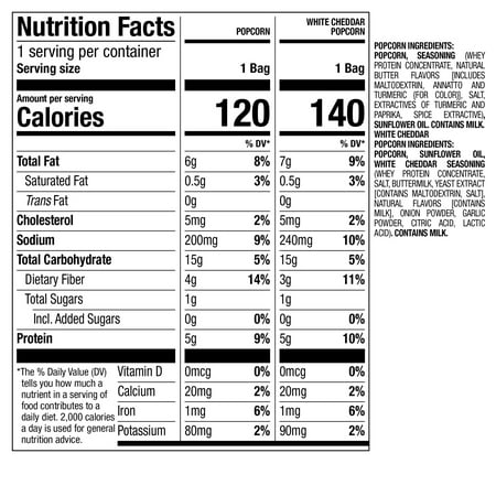 Nutrisystem Popcorn Variety Pack, White Cheddar and Butter, 8 Ct
