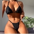 thumbnail image 2 of Bikini para mujer Conjunto sólido Traje de baño Dos piezas Sujetador con relleno Traje de baño Ropa de playa OAVQHLG3B Store  lin121212, 2 of 5