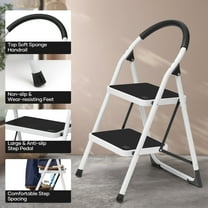 MaxKare 2 Step Ladder, Folding Step Stool for Home, with Large Antil -slip Pedal & Feet Pad, Extended Foam Handrail, 330lbs Capacity