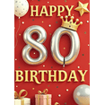 thumbnail image 3 of Yatrandify Red Theme Happy 80th Birthday Banner Golden Crown Balloon Decoration for Birthday Party Anniversary Event Celebration, 3 of 7